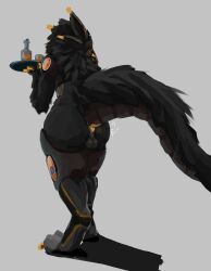 absurd_res anthro fur gaping hi_res joey(joey) machine male male/male platter protogen solo standing tagme tail vekyn waiter