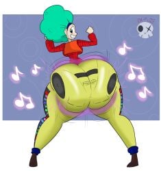 1girls acoustic_monster afro ass big_ass blue_hair boombox_pants bottom_heavy bouncing_ass bulma_(afro) bulma_briefs clothing da-fuze dat_ass dragon_ball dragon_ball_z dumptruck_ass fat_ass female female_only gold_boombox_(prevence) huge_ass large_ass looking_at_viewer looking_back smile solo thick_ass thick_thighs twerking wide_hips