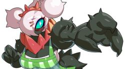 apron big_breasts big_eyes blue_eyes blush cleavage darkrai drunkoak female female_focus female_only female_pokemon legendary_pokemon long_eyelashes nintendo pokémon_(species) pokemon pokemon_(species) pokemon_cafe_mix pokemon_only white_background white_hair