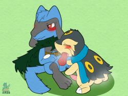 cyndaquil eeveelution generation_2_pokemon generation_4_pokemon hi_res hybrid_pokemon male nintendo oral pokemon pokemon_(species) riolu syngie_(artist) umbreon