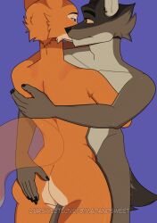 2022 2d_animation 5_fingers animated anthro anthro_on_anthro ass black_nose blush bodily_fluids brown_body brown_fur canid canine canis diane_foxington digital_media_(artwork) dreamworks dripping duo embrace female finger_fuck fingering fingers fox fur genital_fluids hi_res hug humanoid_hands male male/female mammal mr._wolf_(the_bad_guys) nude orange_body orange_fur oursweetlove pussy_juice pussy_juice_drip pussy_juice_on_leg romantic romantic_couple smile tail tail_motion tailwag the_bad_guys vaginal_penetration wolf