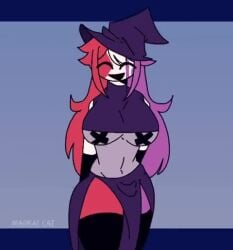 animated big_breasts countryhumans countryhumans_girl countryhumans_oc covered_breasts female fevie_(markai_cat) garbage halloween_costume markai_cat mp4 no_sex no_sound trans_woman transfem video walking witch_costume