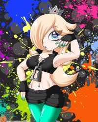 1girls blonde_hair blue_eyes crossover crown female fusion marina_(splatoon) mario_(series) nintendo pokumii princess_rosalina solo splatoon tagme