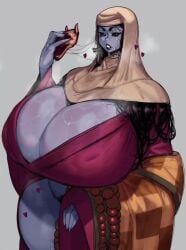 1girls animated big_breasts black_eyes black_hair blue_skin breasts breasts_bigger_than_head breathing corrupted_monk female female_focus female_only fromsoftware holding holding_mask holding_object huge_breasts krekk0v large_breasts long_hair looking_at_viewer mask no_bra no_panties opaluva pace_r18 parted_lips pubic_hair sekiro:_shadows_die_twice shorter_than_30_seconds simple_background solo solo_female solo_focus sound steam sweat sweating sweaty sweaty_body teeth video youkai