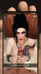 big_penis black_hair catherine_scratch-patrickson choker commission female grand_theft_auto grand_theft_auto_online grand_theft_auto_v hair_bun handjob looking_at_viewer nopixel phone pov snapchat symphony tagme tattoo unseen_male_face