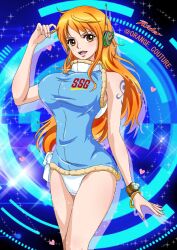 1girls big_breasts breasts brown_eyes busty curvy egghead female female_only futuristic long_hair nami no_pants one_piece orange_hair panties post-timeskip raida_(j5einmnjp3r49k6) sleeveless solo wide_hips