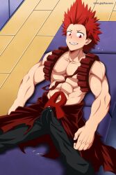 bulge edited_art editedimages eijirou_kirishima gay my_hero_academia precum unknown_artist