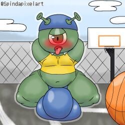 1:1 1_eye 2022 alien alien_humanoid alien_kid_(space_jam) axoarts backwards_baseball_cap backwards_hat ball baseball_cap basketball_(ball) basketball_court basketball_hoop belly big_bulge blush brown_eyes bulge clothing detailed_bulge fan_character green_body hand_behind_back hat headgear headwear huge_bulge humanoid hyper hyper_bulge ineffective_clothing male moobs navel open_mouth shirt solo space_jam thick_thighs tongue tongue_out topwear