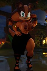 1girls 3d badger breasts diag34k dress female female_only furry night sega sonic_(series) sonic_boom sonic_the_hedgehog_(series) sticks_the_badger tagme