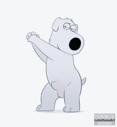 2022 animal_genitalia animated anthro balls brian_griffin canid canine canis dancing domestic_dog family_guy genitals letodoesart male male_only mammal nude sheath short_playtime simple_background solo tail thrusting white_background