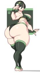 1girls aged_up ass avatar_the_last_airbender black_hair bottom_heavy bra breasts female hi_res hips huge_ass large_breasts light-skinned_female light_skin massive_ass nickelodeon onaeane panties short_hair stockings thick_ass thick_thighs thighs toph_bei_fong wide_hips