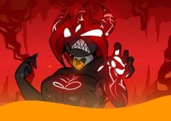 3_eyes angry bestia breasts female female_only glowing_eyes hell horns lava multi_eye red_eyes red_hair the_beast_(the_binding_of_isaac) the_binding_of_isaac