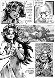 1boy 1boy1girl 1girls black_and_white comic comic_page english english_dialogue english_text link link_(ocarina_of_time) malon ocarina_of_time sad saikyo3b tears the_legend_of_zelda