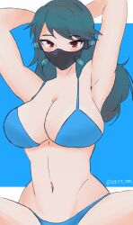 blue_hair breasts fortnite hips keyt_999 mask red_eyes slurpentine