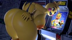 3d 3d_(artwork) animatronic arcade arcade_machine ass avian beakless big_ass big_breasts black_eyes chicken creepy dark_lighting five_nights_at_freddy's five_nights_at_freddy's_2 gaming glowing_eyes hand_on_ass huge_ass huge_breasts large_ass large_breasts lewdwithlogan looking_at_viewer looking_back nipple_piercing nipple_rings orange_nipples playing_videogame presenting presenting_hindquarters robot rosy_cheeks runaboo_chica showing_off solo source_filmmaker tail toy_chica_(fnaf) white_pupils yellow_body yellow_skin