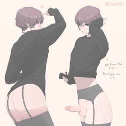 ass bandaid big_ass big_butt big_penis d444v111 enderman exposed_ass exposed_penis fanart femboy femboydom goth humanized male male_only minecraft nsfw oc painted_nails purple_eyes simple_background white_background white_body