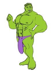 1boy astrallion clothing green-skinned_male green_skin hi_res hulk hulk_(series) human male male_only mammal marvel muscular muscular_male solo solo_male thong underwear