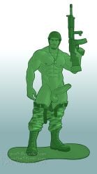 balls boner erection foreskin green_body headingsouth male male_only muscles muscular penis soldier solo solo_male toy_soldier uncircumcised