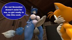 1boy 1futa 3d anthro big_breasts big_penis crossover five_(artist) furry futa_on_male futadom futanari krystal looking_down low-angle_view male nintendo nipples nude sega smiling sonic_(series) sonic_the_hedgehog_(series) source_filmmaker star_fox tail tails thick_thighs