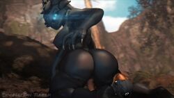 1boy 1boy1girl 1girls 3d alien alien_girl ass breasts bungie destiny_(game) eliksni fallen fallen_captain female halo_(series) helmet human human_penetrating larger_female light-skinned_male male riding sex spartan_(halo) strangersfm