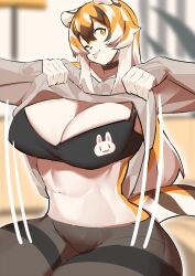 1girls amber_eyes anthro arknights aspirindabaitu big_breasts breasts female looking_at_viewer mx99926 smile solo solo_female tagme tiger tiger_girl waai_fu_(arknights)