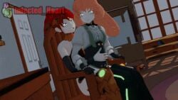 1futa 1girls 3d animated chair chair_sex female futa_on_female futanari high_ponytail infected_heart long_hair penny_polendina ponytail pyrrha_nikos red_hair riding rwby