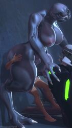 1boy 1boy1girl 1girls 3d against_wall alien alien_girl ass breasts facesitting female female_sangheili halo_(series) larger_male male sangheili strangersfm thick_ass_monster thick_thighs