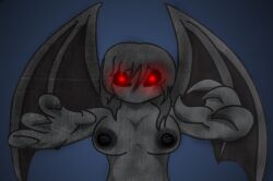 1girls 4_fingers animated black_areola black_body breasts breasts_out breasts_outside fallen_(stn) female female_only gargoyle gif girl glowing_eyes gray_hair grey_skin long_claws long_hair lord_kross_(artist) monster_girl nipples no_clothes no_mouth pov red_eyes roblox roblox_game survive_the_night tagme video_games