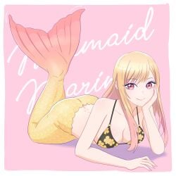 absurd_res female fish_tail kiria_ai kitagawa_marin looking_at_viewer mermaid mermaid_costume mermaid_girl mermaid_tail mermaid_transformation png smile sono_bisque_doll_wa_koi_wo_suru