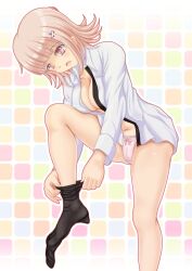 breasts cleavage danganronpa danganronpa_2:_goodbye_despair female_only kishimen large_breasts nanami_chiaki no_bra open_clothes open_shirt panties straight_hair super_danganronpa_2