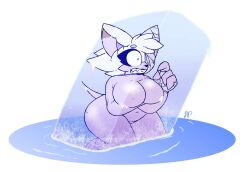 1girls anthro anthro_only bandages big_breasts breasts chilly_(vancyno) cold female_only freezing frozen frozen_nipples frozen_solid ice ice_cube ice_nipples navel nude nude_female original_character pond rouge_the_bat shocked_expression skinny_dipping solo sonic_(series) stuck_in_ice thick_thighs