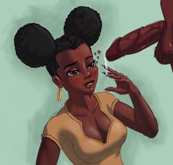 1boy 1boy1girl 1girls afro_puffs ass big_ass big_breasts brown_body brown_skin busty cleavage dark-skinned_female dark_skin eyebrows eyelashes eyes female hair hips huge_ass huge_breasts huge_butt kikipepe large_ass large_breasts legs original original_character pubic_hair thick thick_ass thick_legs thick_thighs thighs unseen_male_face wide_hips