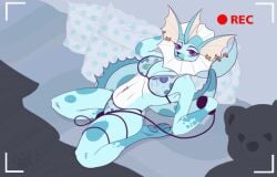 2022 2d_animation air_inflation animated anthro bedroom belly belly_expansion big_belly blinking blue_body breast_expansion breasts button_pop clothed clothing colored digital_drawing_(artwork) digital_media_(artwork) ear_piercing eeveelution expansion fan_character female frame_by_frame generation_1_pokemon hand_pump hose hose_inflation inflation looking_at_viewer looking_pleasured lying macyw mammal navel navel_piercing nintendo partially_clothed pawpads paws piercing pokemon pokemon_(species) pump purple_eyes recording short_playtime signature smile smiling_at_viewer solo underwear vaporeon video_games watermark white_belly ych_result