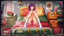 1girls 2d animated ass bed breasts fap_ceo female knees_together_feet_apart lexee_(fap_ceo) nutaku on_back recording shorter_than_10_seconds shorter_than_30_seconds solo vhs_artifacts video