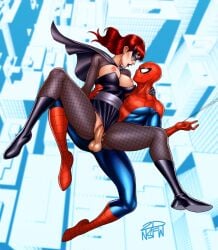 1boy 1boy1girl 1girls 2022 2dnsfw 2dswirl areola areolae big_balls big_breasts big_penis black_widow_(marvel) blush breasts breasts_bursting_out breasts_out duo female female_focus female_only female_penetrated fishnet_legwear fishnets leotard leotard_aside light-skinned_female light-skinned_male light_skin marvel marvel_comics masked masked_female natasha_romanoff nipples peter_parker pussy scarlett_johansson sex spider-man spider-man_(series) spread_legs straight_hair vaginal vaginal_penetration vaginal_sex