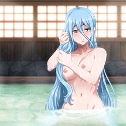 1girls azura_(fire_emblem) bath bathing blue_hair breasts completely_nude female female_only fire_emblem fire_emblem_fates incognigoat long_hair nintendo nude nude_female onsen public_bath solo wet_hair wet_skin yellow_eyes