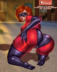 1girls alternate_version_available ashu18 ass ass_focus big_ass big_lips black_thighhighs brown_eyes brown_hair dat_ass disney elastigirl eyewear face_mask female female_only hair hand_on_ass helen_parr huge_ass large_ass lips mature mature_female mature_woman milf mother pixar smooth_skin solo solo_female superheroine the_incredibles thick_lips thighhighs