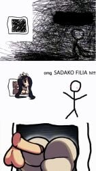 anal anal_sex animated ass ass_focus backsack big_ass cum cum_inside disembodied_penis faceless_male female filia_(skullgirls) huge_ass kupatripa34 meme omg_hi! samson_(skullgirls) skullgirls the_ring through_screen tv yamamura_sadako yamamura_sadako_(cosplay)