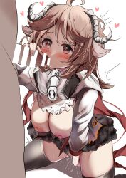 1boy 1girls animal_ear_fluff animal_ears arknights bar_censor big_breasts blowjob blush breasts breasts_out brown_hair censored cock_hungry dark-skinned_male dark_skin dress eyjafjalla_(arknights) fingering_self goat_ears goat_girl goat_horns hair_between_eyes heart heart-shaped_pupils highres huge_breasts interracial kokihanada large_breasts light-skinned_female light_skin long_hair long_sleeves masturbation mouth_mask nipples oral penis pussy pussy_juice red_eyes sheep_ears sheep_girl sheep_horns skirt sweat tagme thick_legs thighhighs thighs tremble_spikes voluptuous