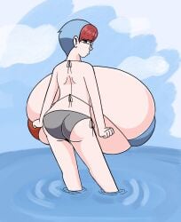 1girls big_ass bikini breasts_bigger_than_head breasts_bigger_than_torso enormous_breasts gigantic_breasts huge_ass huge_breasts hyper hyper_breasts kingmelon looking_back massive_breasts multicolored_hair penny_(pokemon) pokemon pokemon_sv short_hair tagme