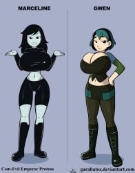 adventure_time big_breasts breasts enormous_breasts garabatoz goth gwen_(tdi) huge_breasts marceline total_drama_island vampire