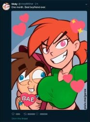 age_difference big_breasts breasts enormous_breasts garabatoz huge_breasts male nickelodeon straight_hair the_fairly_oddparents timmy_turner vicky_(fairly_odd_parents)