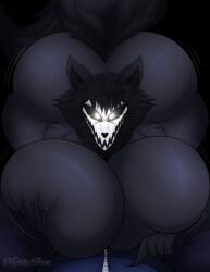 anthro big_ass big_breasts big_butt black_body black_fur black_hair canine female fingers glowing_eyes hands huge_ass huge_breasts mal0 malo nightlyflare scp-1471 scp-1471-a scp_foundation skull tagme wolf wolf_girl