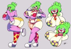 1female 1girls ass big_ass big_breasts big_butt breasts clown clown_girl clown_makeup female female_only garter_belt glasses green_hair huge_breasts large_breasts legwear makeup minishorts necktie pinart_sg sergioghi solo solo_female thick thick_ass thick_thighs thighs voluptuous voluptuous_female wide_hips