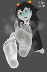 blush exhausted feet foot_fetish foot_focus hiveswap homestuck ms_paint_adventures socks soles ssunsalm sweat tired toes tyzias_entykk