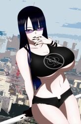 big_breasts breasts cigarette dark_blue_hair female female_only glasses goth goth_girl goth_shizuma_himejima_(noir-black-shooter) gothic huge_breasts long_hair noir-black-shooter oc original original_character pale-skinned_female shizuma_himejima_(noir-black-shooter)