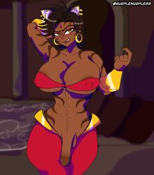 1futa abs amber_eyes animal_ears beckoning bedroom_eyes big_breasts big_penis black_hair bottomless breasts burplenurpless clothed clothing crossover dark-skinned_futanari dark_skin faunus flaccid futa_only futanari humanoid_penis kemonomimi mostly_nude outfit_swap penis rwby seductive shantae shantae_(cosplay) sienna_khan smooth_skin solo solo_futa standing tiger_ears tiger_stripes tongue tongue_out wide_hips