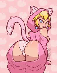 1girls 2022 :3 ass ass_focus ass_up big_ass big_butt blonde_hair blue_eyes bubble_ass bubble_butt cat_costume cat_outfit cat_peach costume dat_ass dumptruck_ass earrings female huge_ass huge_butt looking_at_viewer looking_back make_up makeup mario_(series) nintendo noirzero panties pink_lips pink_lipstick princess_peach shiny_ass shiny_breasts shiny_butt shiny_hair shiny_skin super_mario_3d_world tail thick_ass underwear yellow_hair