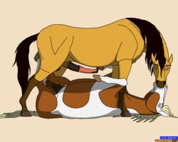 dreamworks feral feral_on_feral kissing rain_(cimarron) spirit:_stallion_of_the_cimarron spirit_(character) tagme