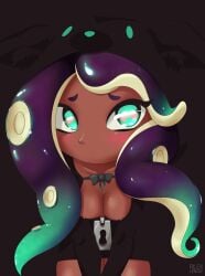 1girls blush breasts clothing eyelashes female green_eyes hoodie looking_at_viewer marina_(splatoon) nintendo rilex_lenov splatoon splatoon_2 tagme tentacle_hair